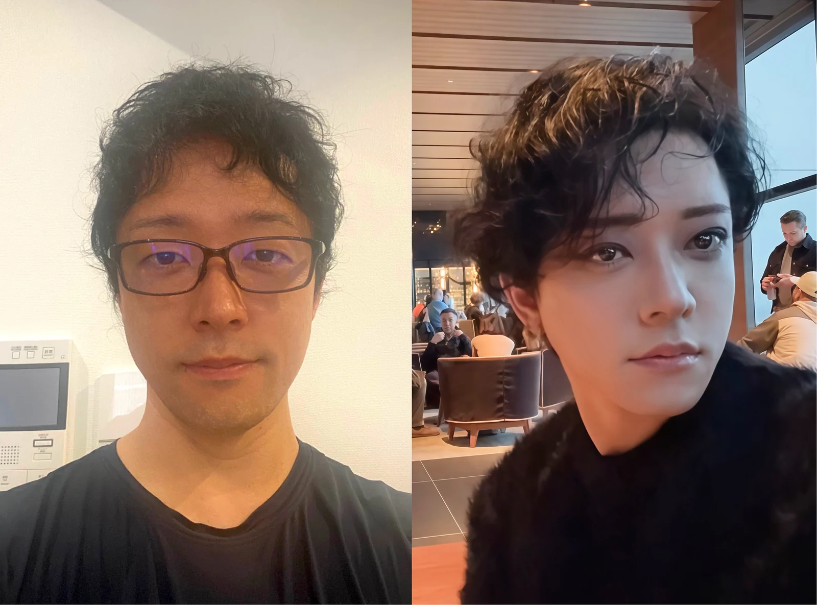 あおい本人の過去と現在の写真。左が過去、右が現在。